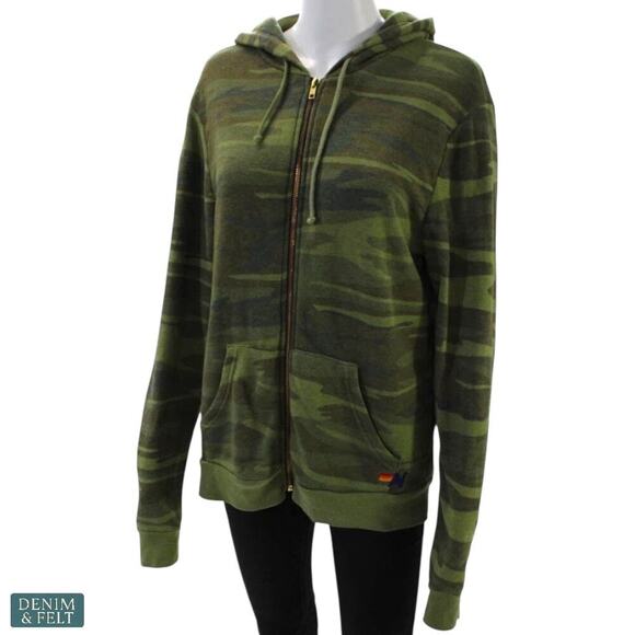 Aviator Nation Bolt Zip Hoodie Camo Lightning Graphic Full Zip Sweatshirt Med - Picture 3 of 16